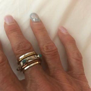 Genuine turquoise/copper/brass spinner ring